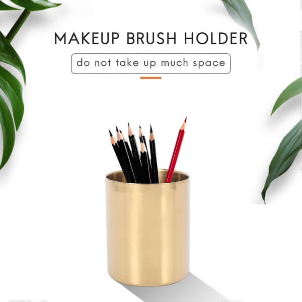 2-delt Penneholder Kop Pen Pot Makeup Børsteholder Skrivebords Organizer Rustfrit Stål (