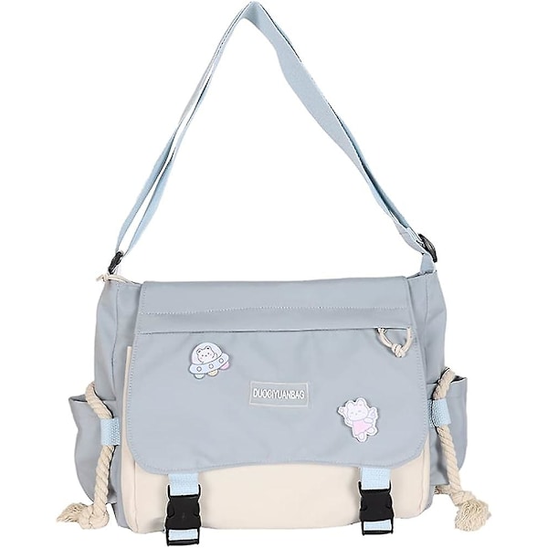 Messenger Bag med Fylld Hängsmycke och Nål - Kawaii Crossbody Bag för Kvinnor, Flickor, Skolväskor