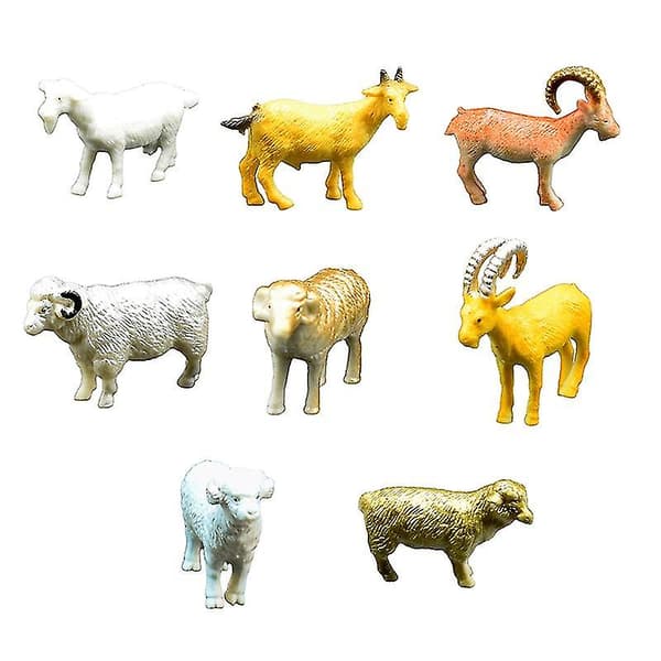 8 st Mini Simulations Get Får Djurmodell Leksaksfigur Heminredning