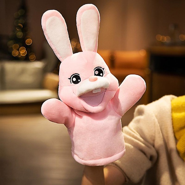 Plush Enhörning Handdocka Fylld Djurleksak Öppen Rörlig Mun Kreativ Rollspel Berättande Plushies Presenter till Barn Småbarn Födelsedag Jul