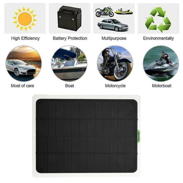 22W Solcellepanel 12V Vedlikeholdslader Batterilader Kit Båt Bobil Bil