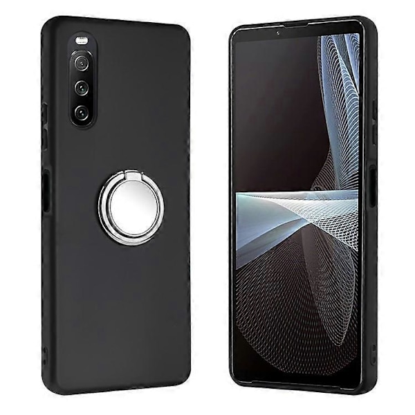 Kompatibel med Sony Xperia 10 VI TPU Cover Ring Kickstand Mat Telefon Cover Fungerer med Magnetisk Bilholder Silver