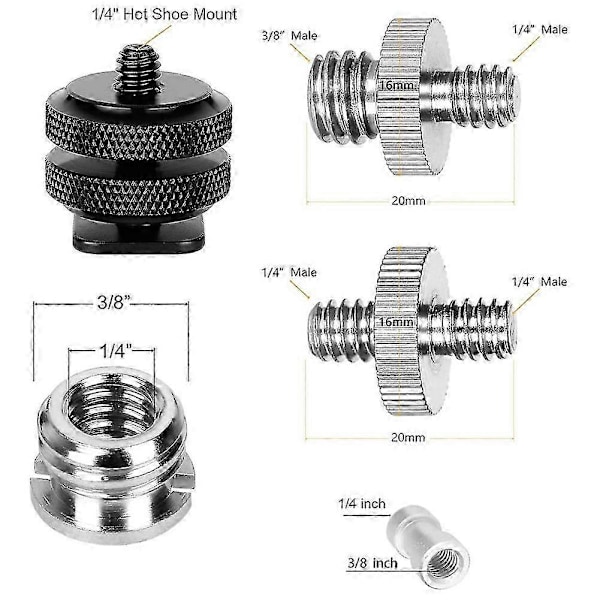 22-pack Kamerakonverteringsskruv, 1/4 till 3/8 Skruvadapter, 1/4 till 1/4 Skruvadapter, för Kamerastativ