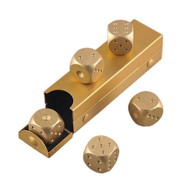 Noppasarjat metallia Dnd set, 5 kpl alumiinia pöytäpeli Pokeripelit set säilytyslaatikolla Gold
