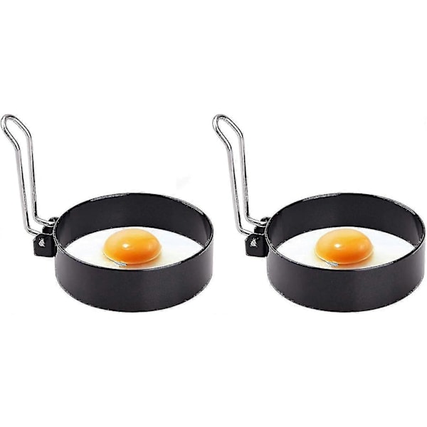 2-pakning Eggring, Non-stick Eggringer, posjerte Eggringer, Egg Stekeringer (10,2cm2,1cm)