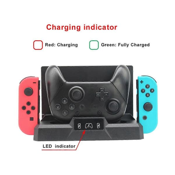 USB Hurtigladekabel Lader Strømadapter for Switch Håndtak Oppbevaringsbrakett