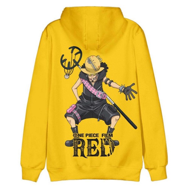 2023 Ny Anime One Piece Casual Huvtröja 3D digitalt tryck yellow M