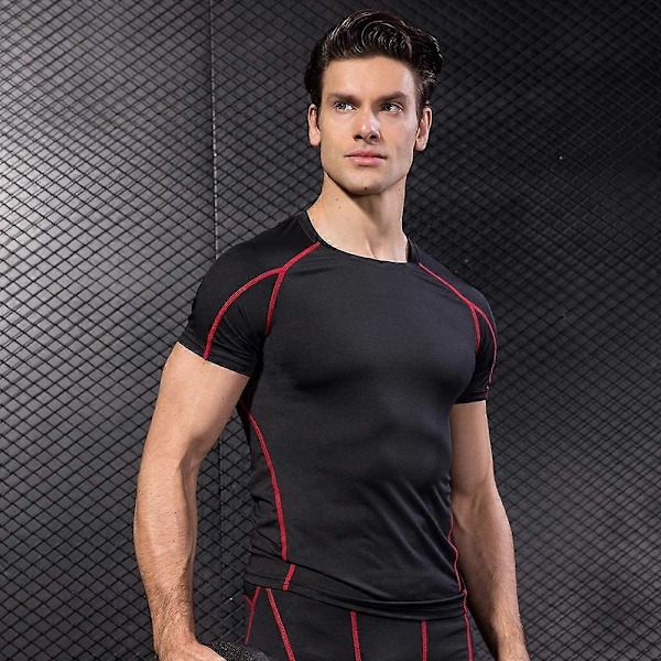 3-pak Herre Kompressionsskjorte Atletisk Underlag Base Layer Sports T-shirts X-Large Sort / Rød / Hvid