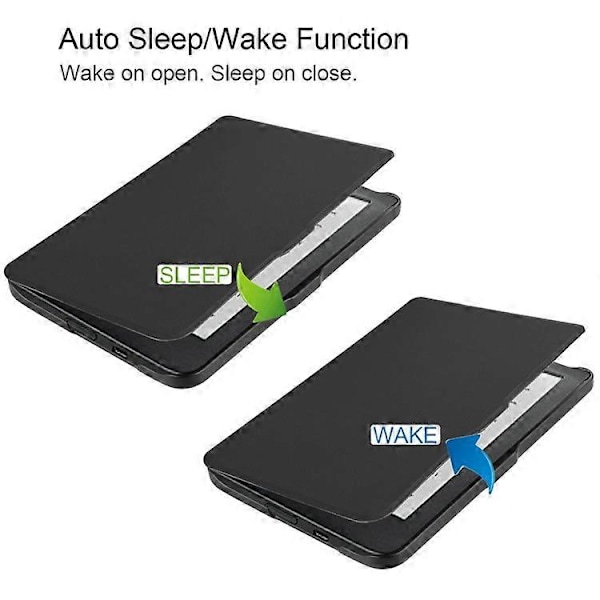 PU Läder Smart Magnetisk Flip Fodral Kompatibelt För Kobo Clara HD Black