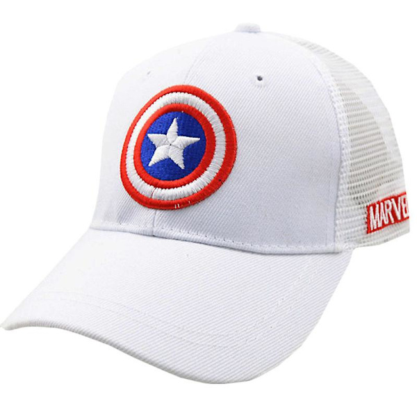 Barn Superman Cap Captain America Pojkar Flickor Mesh Andningsbar tecknad Snapback solskyddshatt Captain America White
