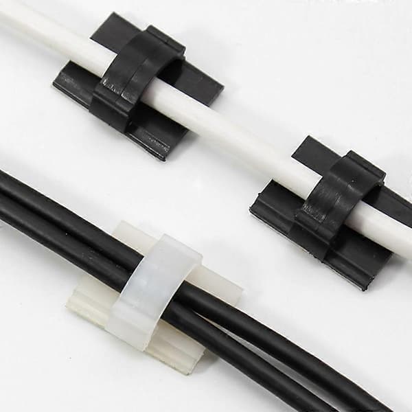 10 stk. kabel- og ledningsklemme selvklebende kabelbinder rektangulær ryddig skrivebordsholder