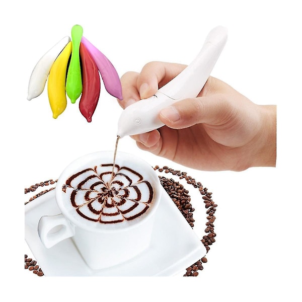 2 stk. Elektrisk Latte Art Penn for Kaffe Kake Krydderpenn Kakedekorasjonspenn Kaffeskjæringspenn