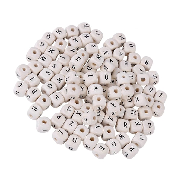100 stk. Blandede Ahorn Firkantede Perler Bogstav Cube Løse Spacer Perler Til DIY Smykkefremstilling