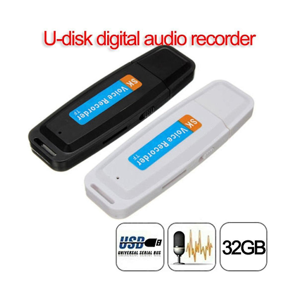 USB-muistitikku digitaalinen ääninauhuri sanelin USB-äänikynä kannettava U-levy tukee enintään 32 Gt muistikorttia (valkoinen)