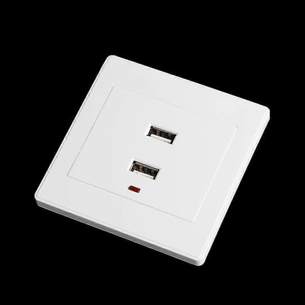Dobbel USB Veggkontaktlader AC/DC Strømadapter Plugg Uttaksplate Panel