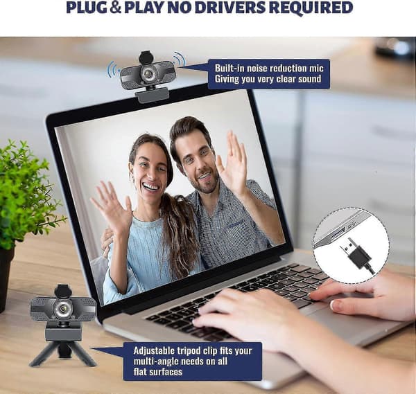 2024 1080p Full HD med mikrofon, USB-webkamera med stativ, pc-webcam til stationære og bærbare computere, webkamera til video