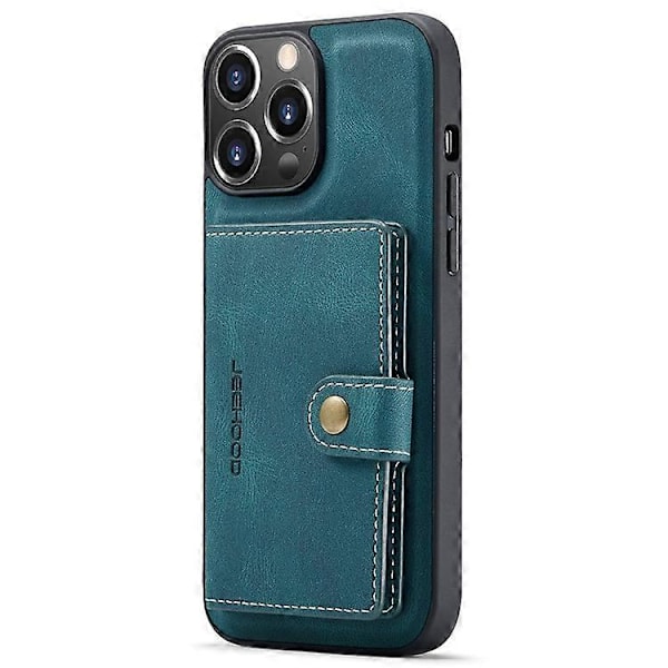 JEEHOOD Yhteensopiva iPhone 14 Pro Retro Iskunkestävä Kotelo Irrotettava 2-in-1 Lompakkokotelo Nahkapäällysteinen Jalusta TPU-suojus Green