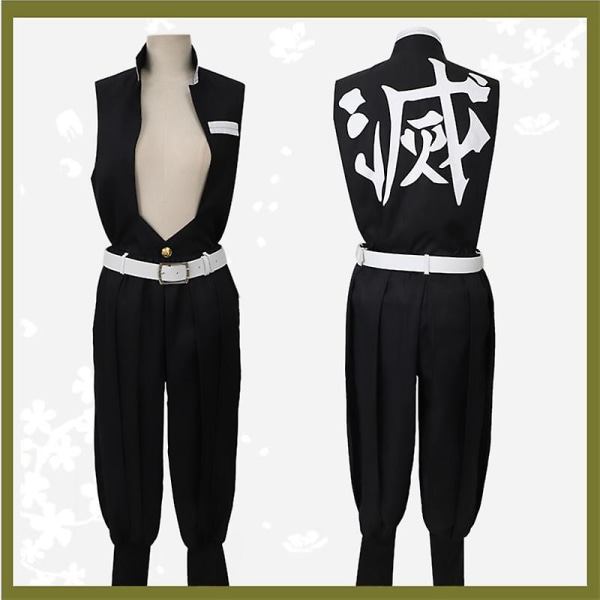 Anime Demon Slayer Cosplay Kostym Kimetsu No Yaiba Sanemi Shinazugawa Cosplay Kisatsutai Team Uniform Kläder Set Och Peruk M