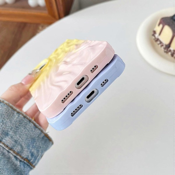 Plisseret Vandbølge Krom Bølgemønster Blødt Kompatibelt med iPhone Cover (Blå Grøn, iPhone 14 Pro)