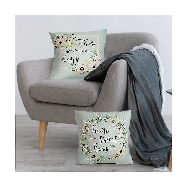 Vårputetrekk 18x18 4, Vårdekorasjoner Blomster Gårdshus Pynteputetrekk, Hjem Sofa D