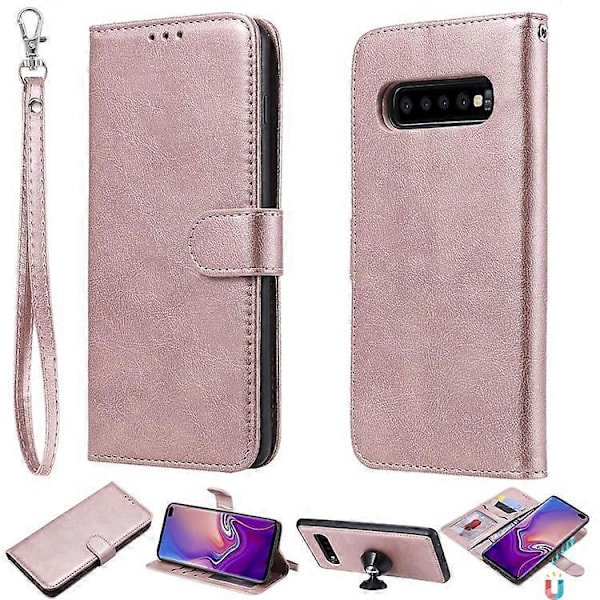 Magnetisk Avtakbart 2-i-1 PU Lær Shell Kompatibel For Samsung Galaxy S10 Plus Pink