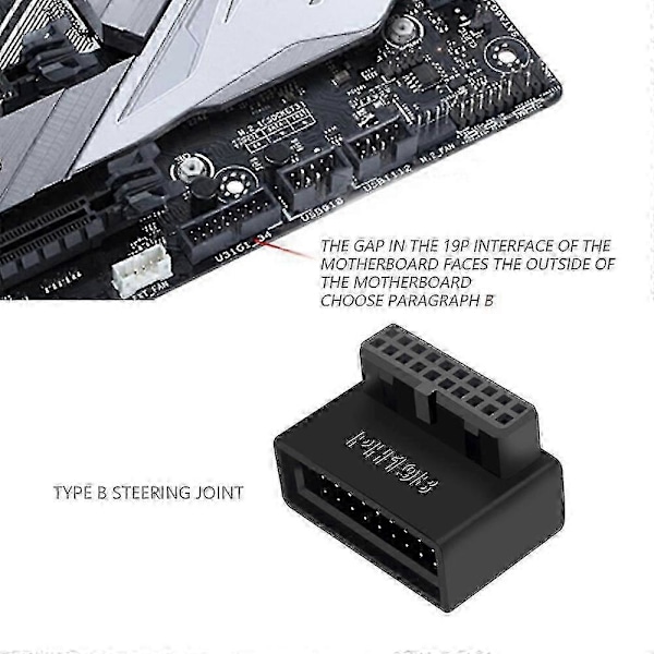 Ph19a Usb 3.0 Intern Header Usb3.0 19/20p Socket 90 Graders Adapter Konverter kompatibel med Compu