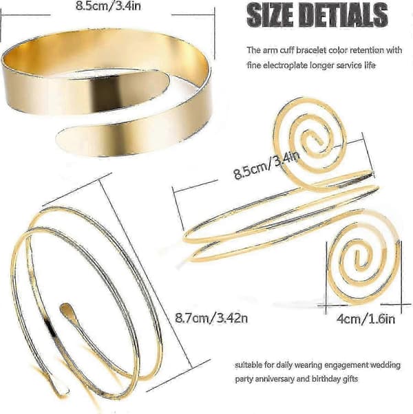 6 stk. armmanchetter, dame sølv guld justerbart armbåndssæt