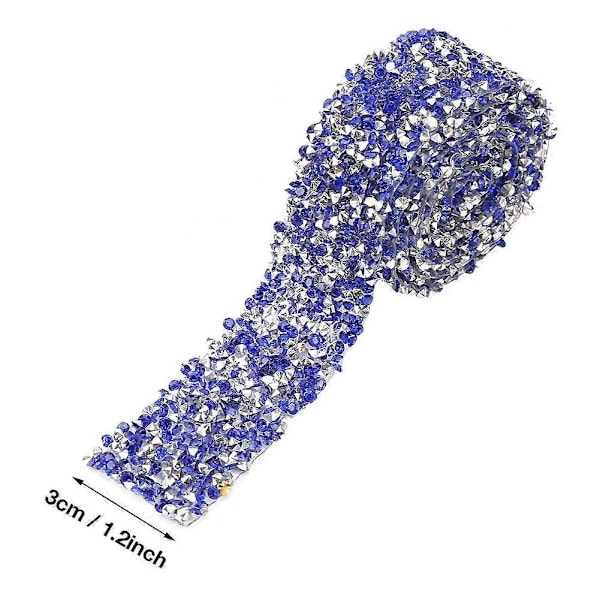 1 yard 30 mm diamantnet indpakningsrulle funklende krystalrhinstensbånd dekoration (mørkeblå)
