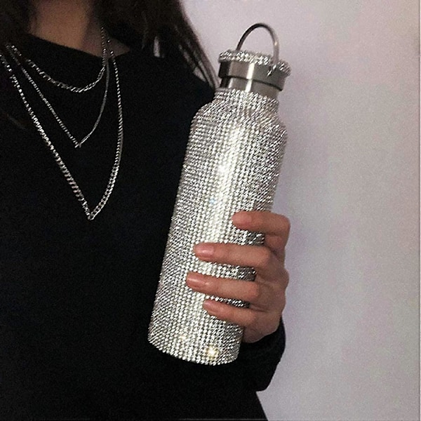 Diamant Vattenflaska, Rostfri Isolerad Termos Vattenflaska, Glitter Vattenflaskor Återfyllningsbara Vattenflaskor För 12 Timmar Varmt & 12 Timmar Kallt D