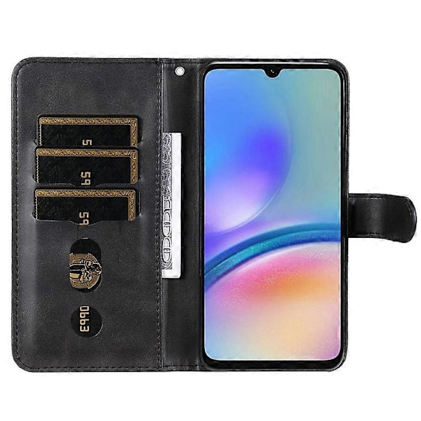 Kompatibel for Samsung Galaxy A05s 4G Deksel Lær Mobiltelefon Deksel med Glidelåslomme Lommebok Black