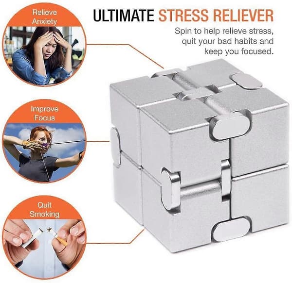 Fidget Cube Ny Version Fidget Fingerlegetøj - Metal Infinity Cube Prime Til Stress- Og Angstrelief/ADHD, Ultra Holdbare Sensoriske Gaver Til Voksne Og