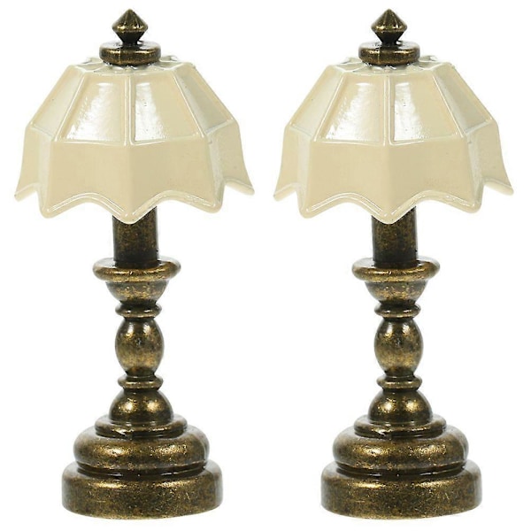 2 stk. Dukkehus Bordlampe Miniatyr Nattbordslampe Modell Miniatyr Bordlampe Modell Miniatyr Lampe