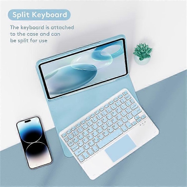 TP-1099 Yhteensopiva iPad 10.9 (2022) Langaton Näppäimistö Kotelo Hiirellä, PU Nahka Folio Käännettävä Bluetooth Näppäimistö Kotelo Blue