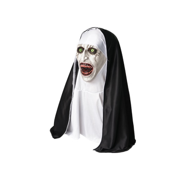 Halloween Skrämmande Makeup Mask Knepigt spökansikte Skräck Skrämmande Latex Huvudbonad Nun style 3