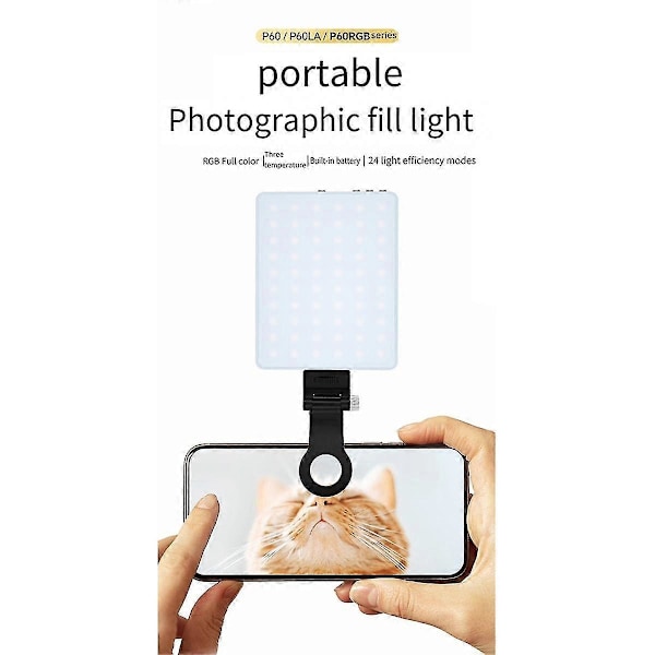 RGB LED Telefon Selfie Lys 2000Mah Batteri Genopladeligt Video Fyldlys Bærbar 3 Lystilstande Videolys