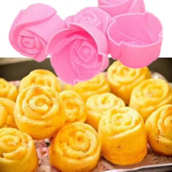 10 st Silikon Ros Muffin Kakform Cupcake Bakform Chokladform
