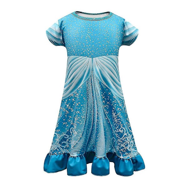 New Trend Girls Barn Sommar Kortärmad Klänning Cosplay Kostym Holiday Casual Midi-klänningar Blue 7-8 Years