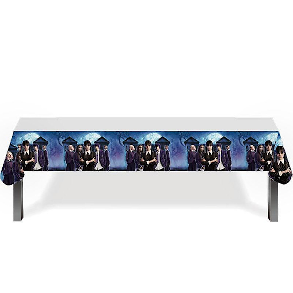 Elokuva Keskiviikko Addamsin syntymäpäiväjuhlien koristelu Banneri Ilmapallo Astiasto Juhlatapahtumatarvikkeet Kodinsisustuskupit tausta 1pcs tablecloth