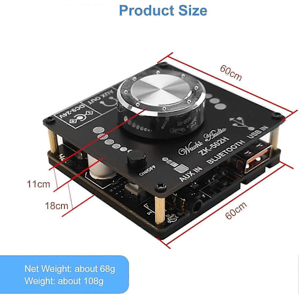 Bluetooth Forstærker Hifi 5.0 Dual Channel Stereo Bluetooth Digital Effektforstærker Board Modul 2x50w Audio Forstærker