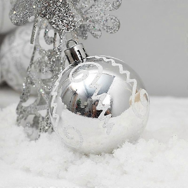 24 st Julkulor Multistil Krossäkra PVC Snöflingemönster Julgranskulor Festtillbehör