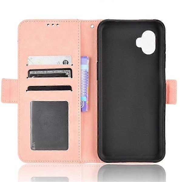 Kompatibel med Samsung Galaxy Xcover6 Pro 5G PU Lær Slitesterkt Telefondeksel Lommebok Stativ Deksel Skall med Flere Kortspor Pink