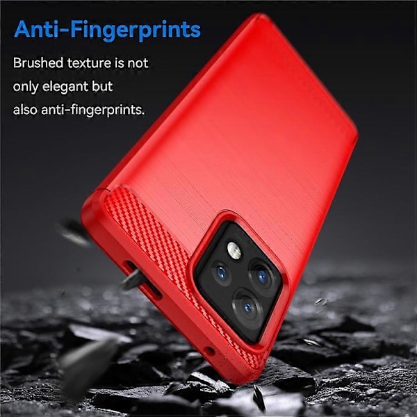Kompatibel med Motorola Moto X40 Pro 5G Faldsikring Kulfibertekstur TPU Beskyttende Telefoncover Børstet Mobiltelefonetui Red