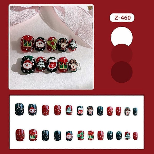 24 st Jul Lösnaglar Korta Fransk Jul Heltäckande Nagelkonst Gel Set