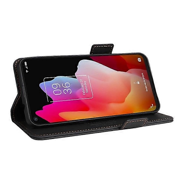 Kompatibelt för TCL 10L/10 Lite Hårdvarudesign Ställ Magnetisk Stängning Läder Mobiltelefonfodral Skydd med Plånbok Black