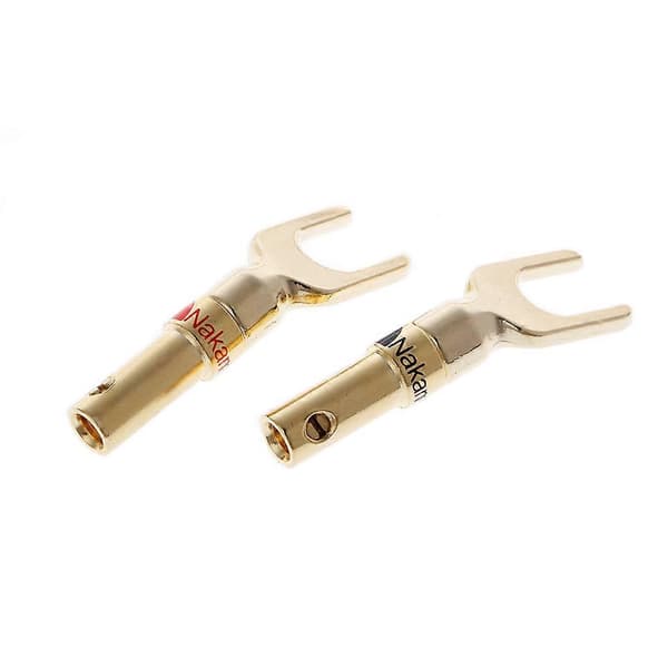 8 st Brass Guldpläterade Y-formade Högtalarpluggar o Skruvgaffelkontakt Adapter