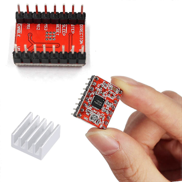A4988 Stepper Motor Driver Modul + Køleplade Til 3D Printer Reprap