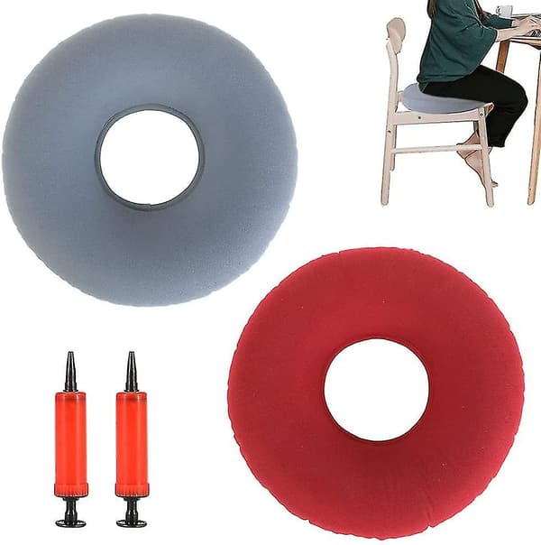 2 Stykker Donut Setepute, Oppblåsbar Ring Setepute, Oppblåsbar Sete