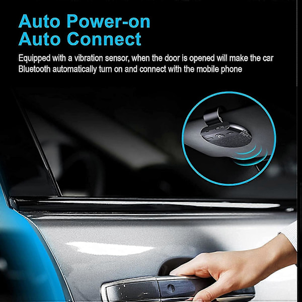 Bluetooth-autopuhelin visiiripidikkeellä, langaton kaiutinpuhelin, musiikkisoitin, autosarja handsfree-puheluihin, kestävä musta