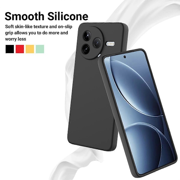 Kompatibelt Skal för Xiaomi Poco F7 Pro 5G / Redmi K80 5G, Flytande Silikon Telefonskal med Handrem Black