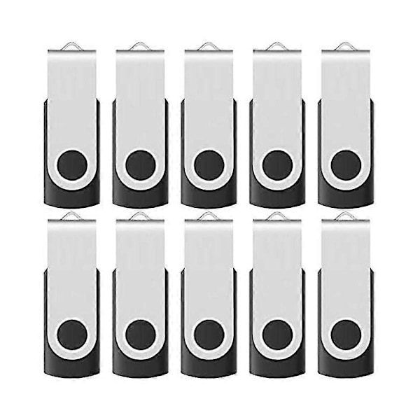 16 GB USB 2.0 -muistitikku, kääntyvä, 10 kpl, LED-merkkivalolla, 12 x irrotettavaa valkoista etikettiä (musta)